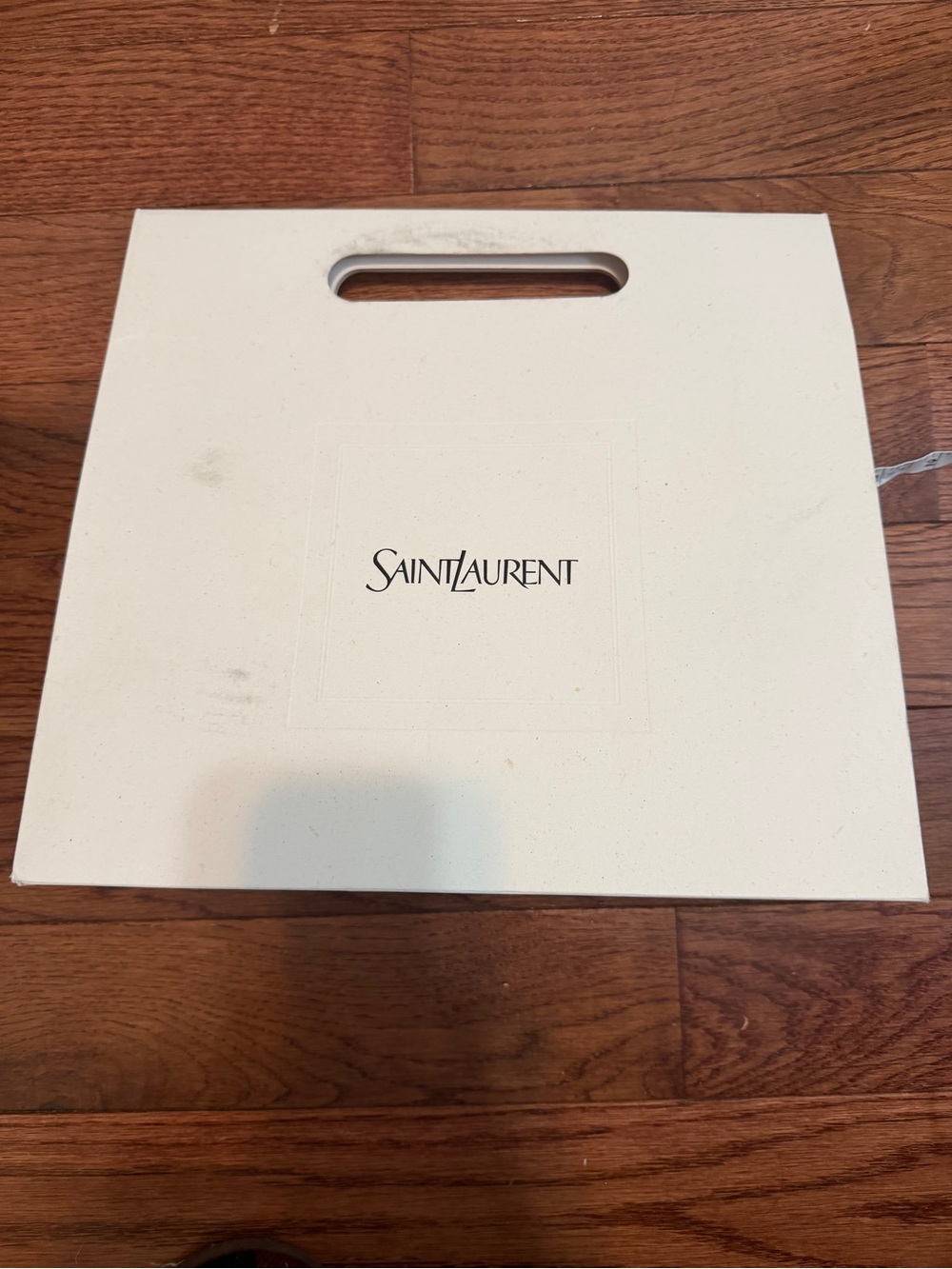 Saint Laurent White Shopper Paper Bag with Cutout Handle